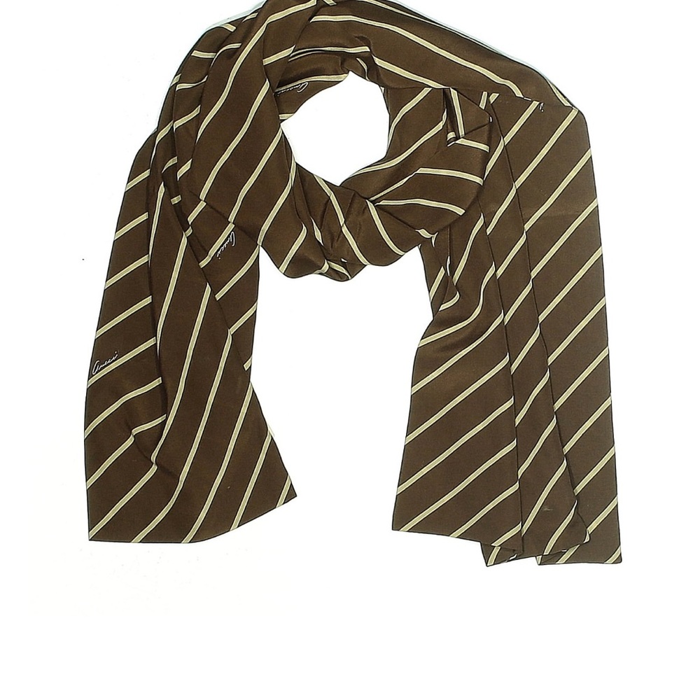 Gucci Brown Striped Silk Scarf